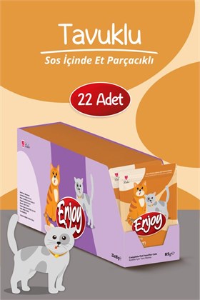 Enjoy Tavuk Etli Kedi Pouch Yaş Mama 85Gr x 22 Adet