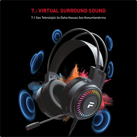 Fashcolle 7.1 Virtual Surround Rgb Profesyonel Oyuncu Kulaklığı (FC8100B)