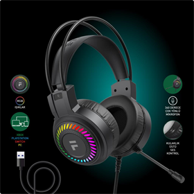 Fashcolle 7.1 Virtual Surround Rgb Profesyonel Oyuncu Kulaklığı (FC8100B)