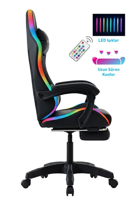 Fashcolle Blue Star Işıklı - Masaj Özellikli Oyuncu Koltuğu Mavi-Siyah