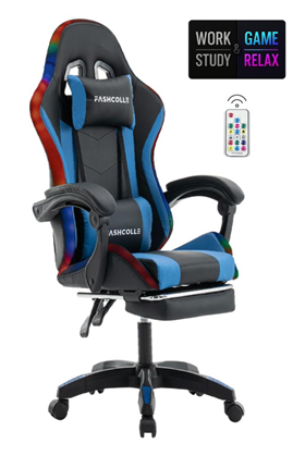 Fashcolle Blue Star Işıklı - Masaj Özellikli Oyuncu Koltuğu Mavi-Siyah