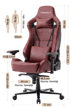 Fashcolle Grand Pro Maroon Oyuncu Koltuğu