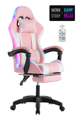 Fashcolle Pink Star Işıklı - Masaj Özellikli Oyuncu Koltuğu Pembe-Beyaz