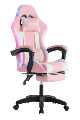 Fashcolle Pink Star Işıklı - Masaj Özellikli Oyuncu Koltuğu Pembe-Beyaz