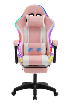 Fashcolle Pink Star Işıklı - Masaj Özellikli Oyuncu Koltuğu Pembe-Beyaz