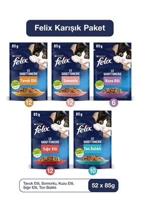 FELIX Karışık Yaş Kedi Maması 52 x 85 G