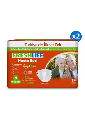 Freshlife 2li Medium Beden Orta Boy Yetişkin Hasta Bezi 30x2 (60 Adet) 