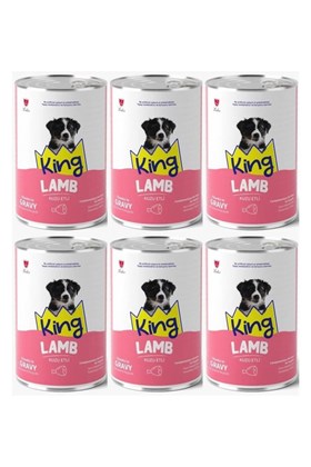 King Et Parçacıklı Kuzu Etli Yavru Köpek Konserve 400 Gr*6 ADET