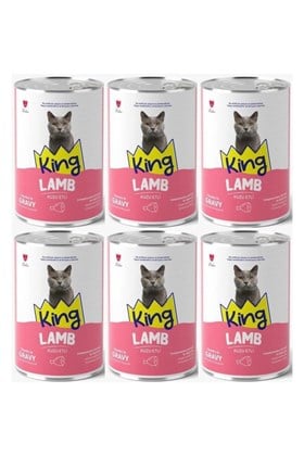 King Et Parçacıklı Kuzu Etli Yetişkin Kedi Konserve 400 Gr*6 ADET