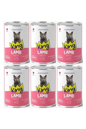King Et Parçacıklı Kuzu Etli Yetişkin Kedi Konserve 400 Gr*6 ADET