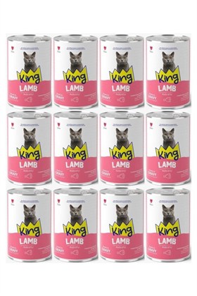 King KUZU ETLİ YETİŞKİN KEDİ KONSERVESİ 400 GR*12 Adet