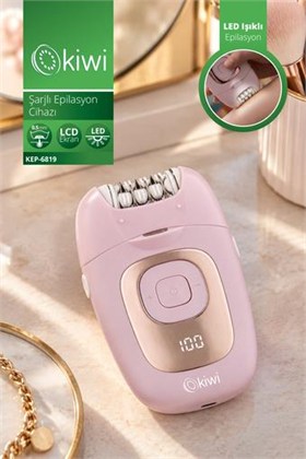 Kiwi KEP-6819 Şarjlı Epilasyon Cihazı Pembe | 18 Cımbız | LCD Ekran | LED Aydınlatma