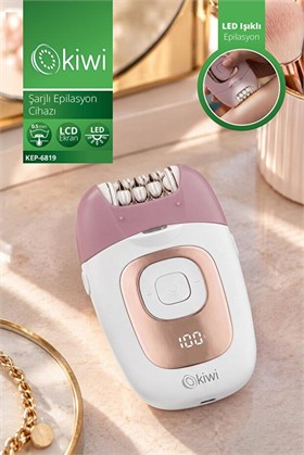 Kiwi KEP-6819 Şarjlı Epilasyon Cihazı Beyaz | 18 Cımbız & LCD Ekran & LED Aydınlatma