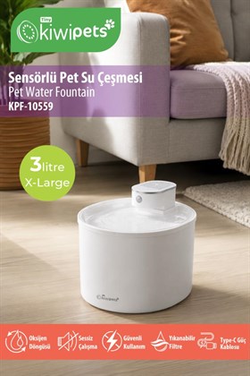 Kiwi Pets Sensörlü Kedi Köpek Su Pınarı 1 Metre Algılama Mesafeli Kpf-10559