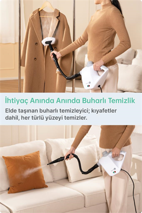 Livenzi JJB-303 El Tipi Buharlı Temizleyici – Beyaz & Gri 