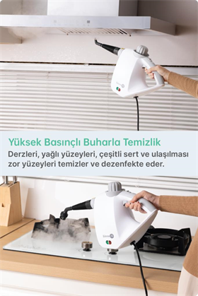 Livenzi JJB-303 El Tipi Buharlı Temizleyici – Beyaz & Gri 