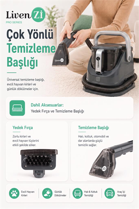 Livenzi JJB-737-II Koltuk Halı Yıkama Ve Leke Çıkartma Makinesi-Gri