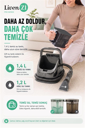 Livenzi JJB-737-II Koltuk Halı Yıkama Ve Leke Çıkartma Makinesi-Gri