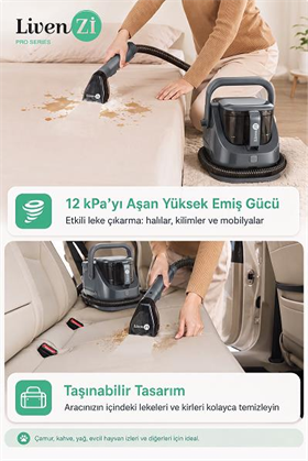 Livenzi JJB-737-II Koltuk Halı Yıkama Ve Leke Çıkartma Makinesi-Gri