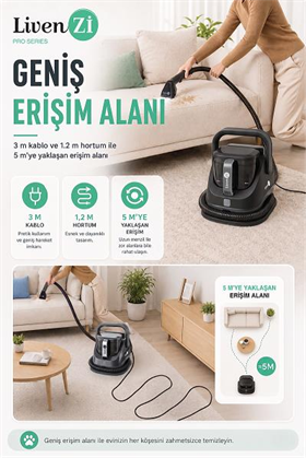 Livenzi JJB-737-II Koltuk Halı Yıkama Ve Leke Çıkartma Makinesi-Gri