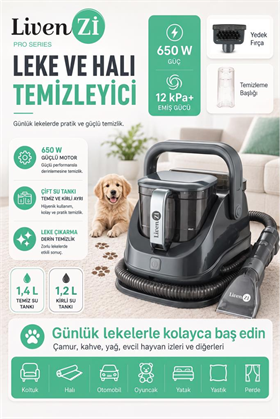 Livenzi JJB-737-II Koltuk Halı Yıkama Ve Leke Çıkartma Makinesi-Gri