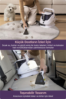 Livenzi JJB-747-A Buharlı Koltuk Halı Yıkama Ve Leke Çıkartma Makinesi-Beyaz