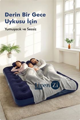 Livenzi Nature Çift Kişilik Şişme Yatak & Yastık (203 × 152 × 22 Cm )