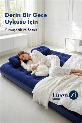 Livenzi Nature Çift Kişilik Şişme Yatak & Yastık (191 × 137 × 22 Cm)