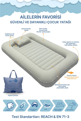Livenzi Nature Çocuk Şişme Yatak & Yastık (160 × 105 × 24 cm)