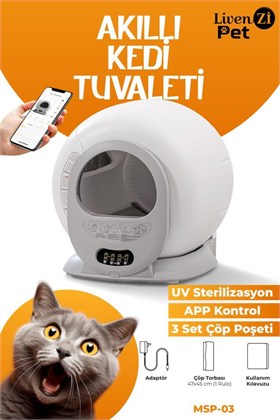 Livenzi Pet Akıllı Otomatik Kedi Tuvaleti | Wi-Fi Kontrollü & Otomatik Temizleme & Koku Önleyici & Uv Sterilizasyon