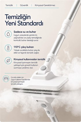 LivenZi Steam Pro 2000 Çok Fonksiyonlu Buharlı Temizlik & Hijyen Makinesi Beyaz