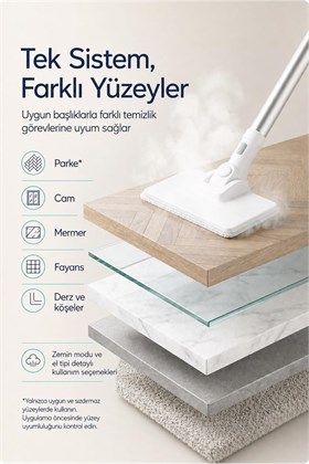 LivenZi Steam Pro 2000 Çok Fonksiyonlu Buharlı Temizlik & Hijyen Makinesi Beyaz