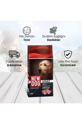 New Dog NewDog Kuzu Etli Pirinçli Yetişkin Köpek Maması 15 kg