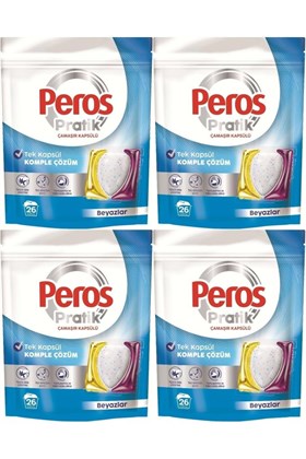 Peros Pratik Matik Çamaşır Deterjanı Kapsülü - Tableti 104 Adet Beyazlar (4PK*26)