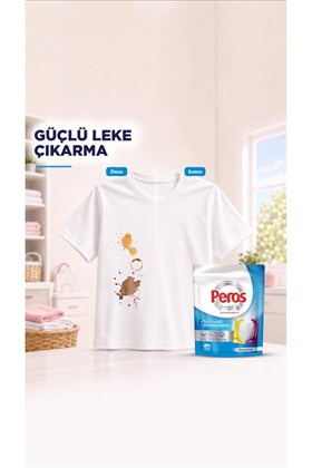 Peros Pratik Matik Çamaşır Deterjanı Kapsülü - Tableti 52 Adet Beyazlar (2PK*26)