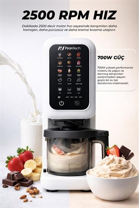 PiranTech DM-26 700W Dondurma Makinesi | Jelato, Sorbe, Milkshake Yapma Makinesi