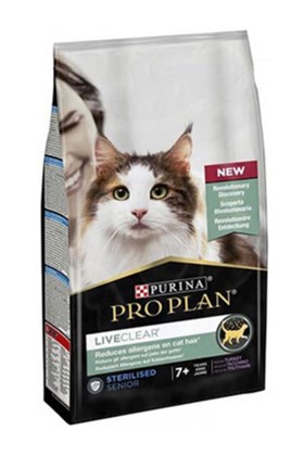 Pro Plan LiveClear 7+ Hindili Alerjen Azaltan Kısırlaştırılmış Yaşlı Kedi Maması 1,4 Kg
