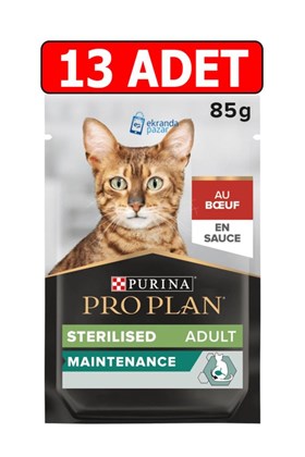 Pro Plan sterilised sığır etli kısırlaştırılmış kedi pouch 85gr 13 adet kedi yaş mama kedi konservesi