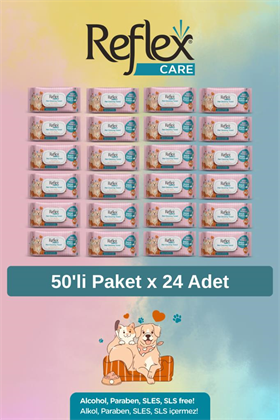 Reflex Care Evcil Hayvanlar İçin Çok Amaçlı Hijyenik Temizleme Mendili 50li x 24 Adet