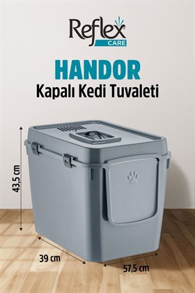 Reflex Care Handor Kapalı Kedi Tuvaleti Gri (57,5 x 43,5 x 39 cm)
