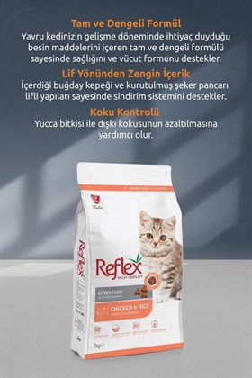 Reflex Kitten Tavuklu Ve Pirinçli Yavru Kedi Maması 2 Kg X 5 Adet