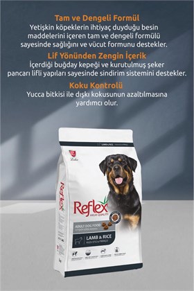 Reflex Kuzu Etli ve Pirinçli Yetişkin Köpek Maması 15 kg x 2