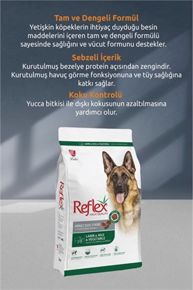 Reflex Kuzu Etli ve Sebzeli Yetişkin Köpek Maması 3 kg