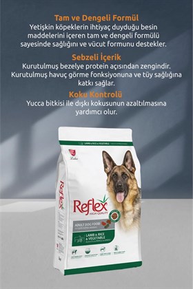 Reflex Kuzu Etli ve Sebzeli Yetişkin Köpek Maması 3 kg