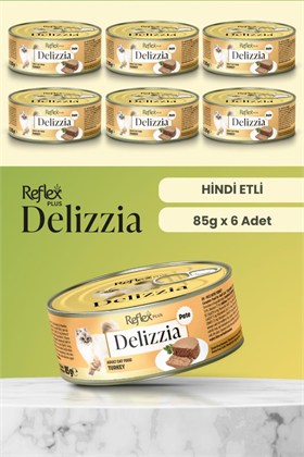Reflex Plus Delizzia / Kıyılmış Hindi Etli Yetişkin Kedi Maması 85g x 6 Adet
