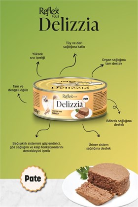 Reflex Plus Delizzia / Kıyılmış Hindi Etli Yetişkin Kedi Maması 85g x 24 Adet
