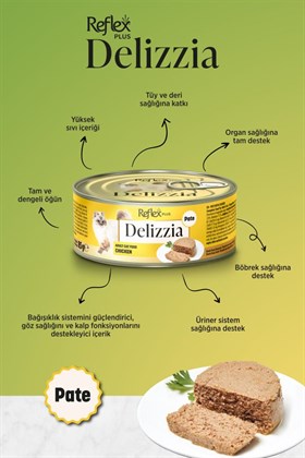 Reflex Plus Delizzia / Kıyılmış Tavuklu Yetişkin Kedi Maması 85g x 24 Adet