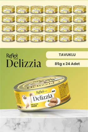Reflex Plus Delizzia / Kıyılmış Tavuklu Yetişkin Kedi Maması 85g x 24 Adet
