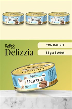 Reflex Plus Delizzia / Kıyılmış Ton Balıklı Yetişkin Kedi Maması 85g x 3 Adet