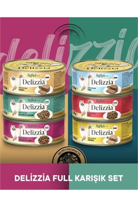 Reflex Plus Delizzia / Sos İçinde Parça Etli Karışık Yetişkin Kedi Maması 85g x 6 Adet